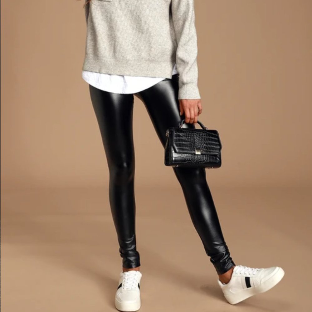 Lulu's Rock Music Black Vegan Leather Leggings
